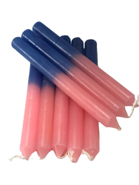 Vela rosa com azul